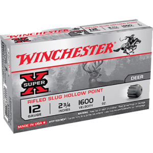 Winchester Ammo X12RS15 Super X 12 Gauge 2.75\" 1 oz Rifled Slug Hollow Point Shot - 5sh Box