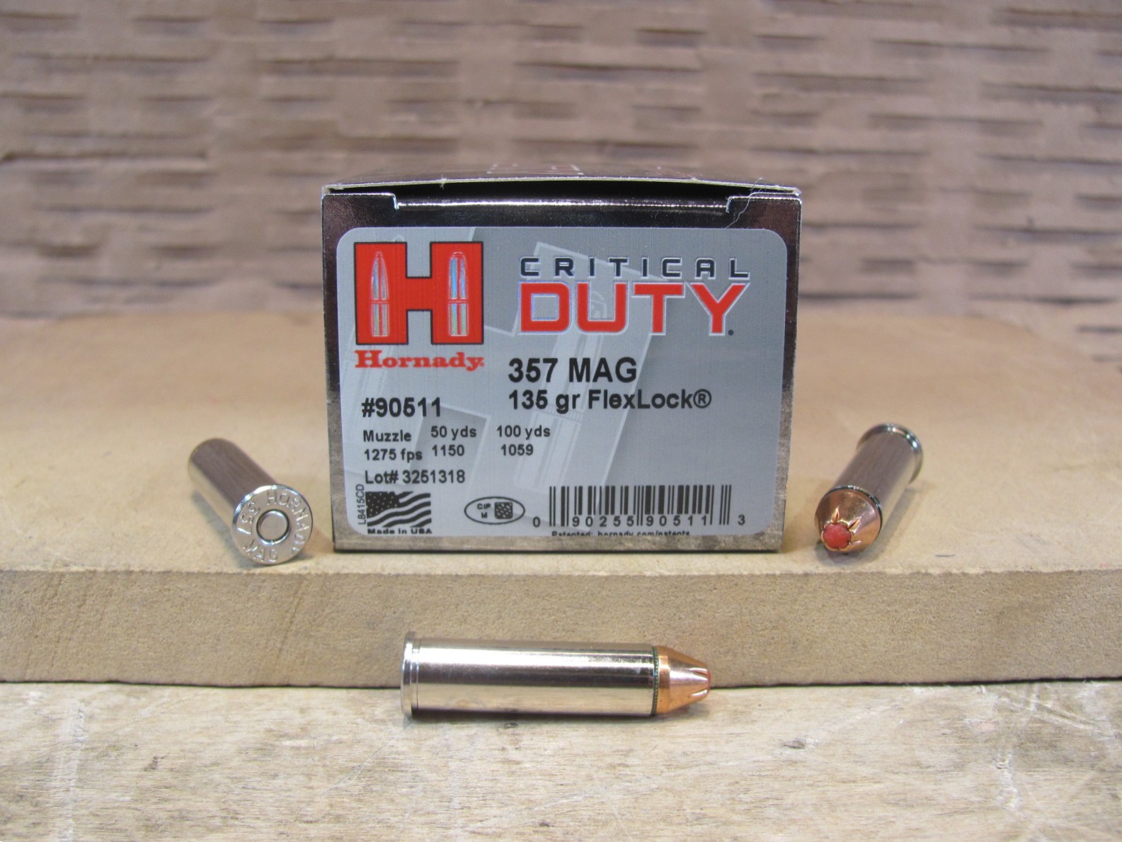 25 Round Box – 357 Magnum 135 Grain FlexLock Hornady Critical Duty Ammo – 90511