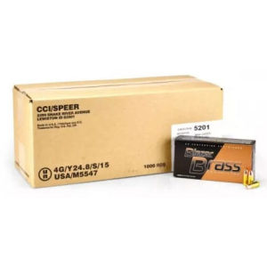 CCI Blazer Brass 9mm 124 GR FMJ Ammunition, Brass, Boxer, Reloadable, Non-Corrosive, Mfg # 5201 - 1000 Round Case