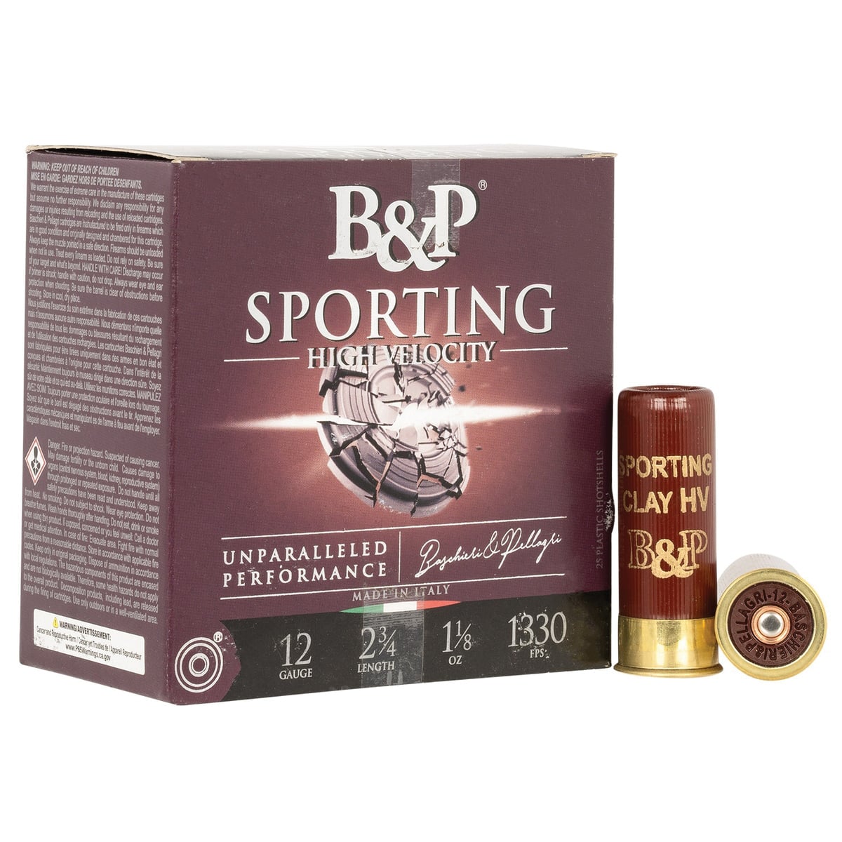 B&P Sporting High Velocity 12 Gauge 2-3/4" #7.5 1-1/8 oz 25rds Shotshell - High-Speed Sporting - 12B8SH75