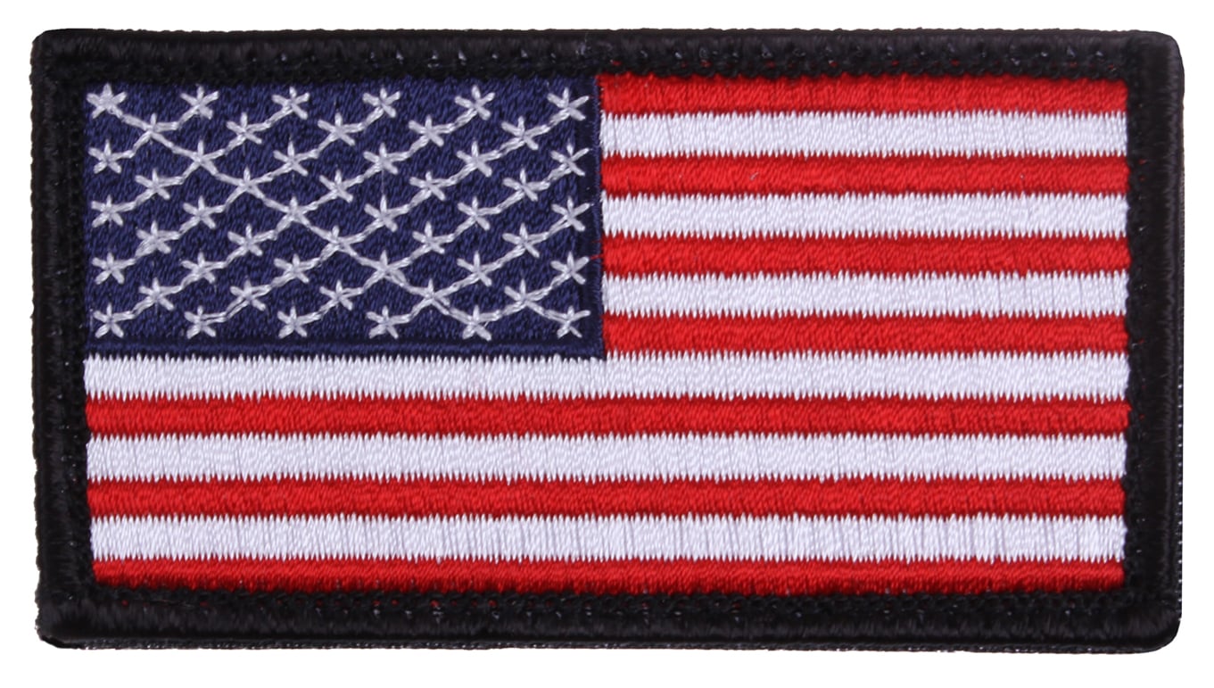 Rothco American Flag Patch - Hook Back, Red White Blue With Black Border, Orientation Normal