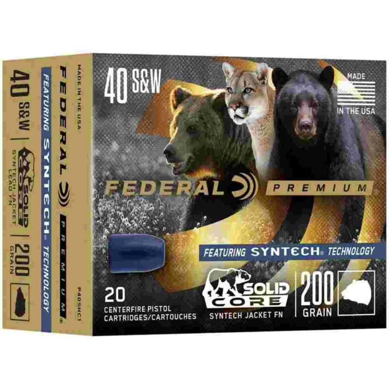 Federal Solid Core Handgun Ammunition .40 S 200 gr TSJ 20/ct