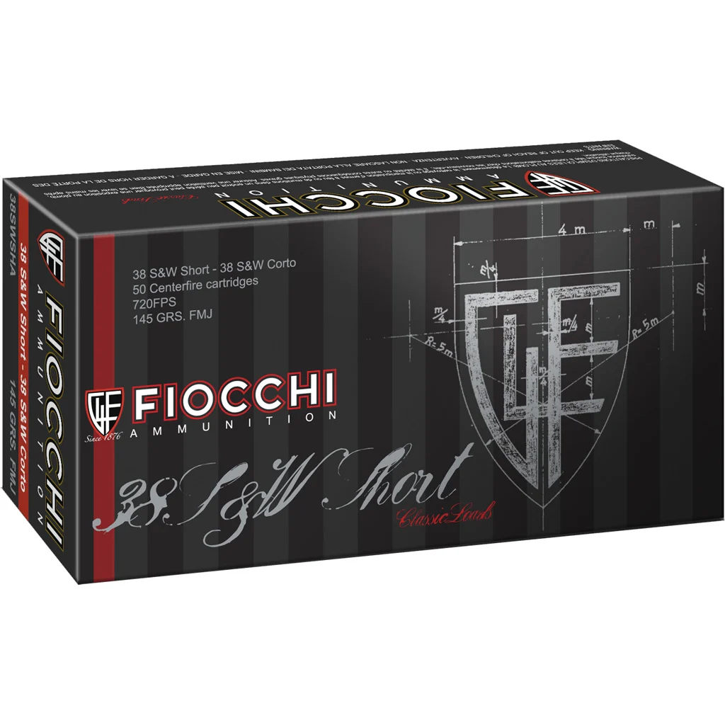 Fiocchi Specialty Centerfire Handgun Ammo 38 S Short 145 gr. FMJ 50 rd.