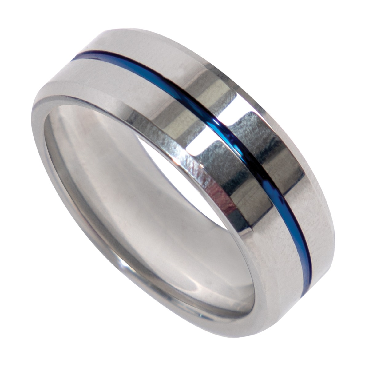 Rothco Tungsten Carbide Thin Blue Line Ring - Silver, Ring Size 10