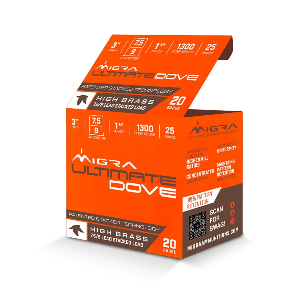 Migra Dove Ultimate Load 20 Gauge 3" 7.5-9 Stacked 1-1/4oz Ammo, 25rds - M-20UD-75-9
