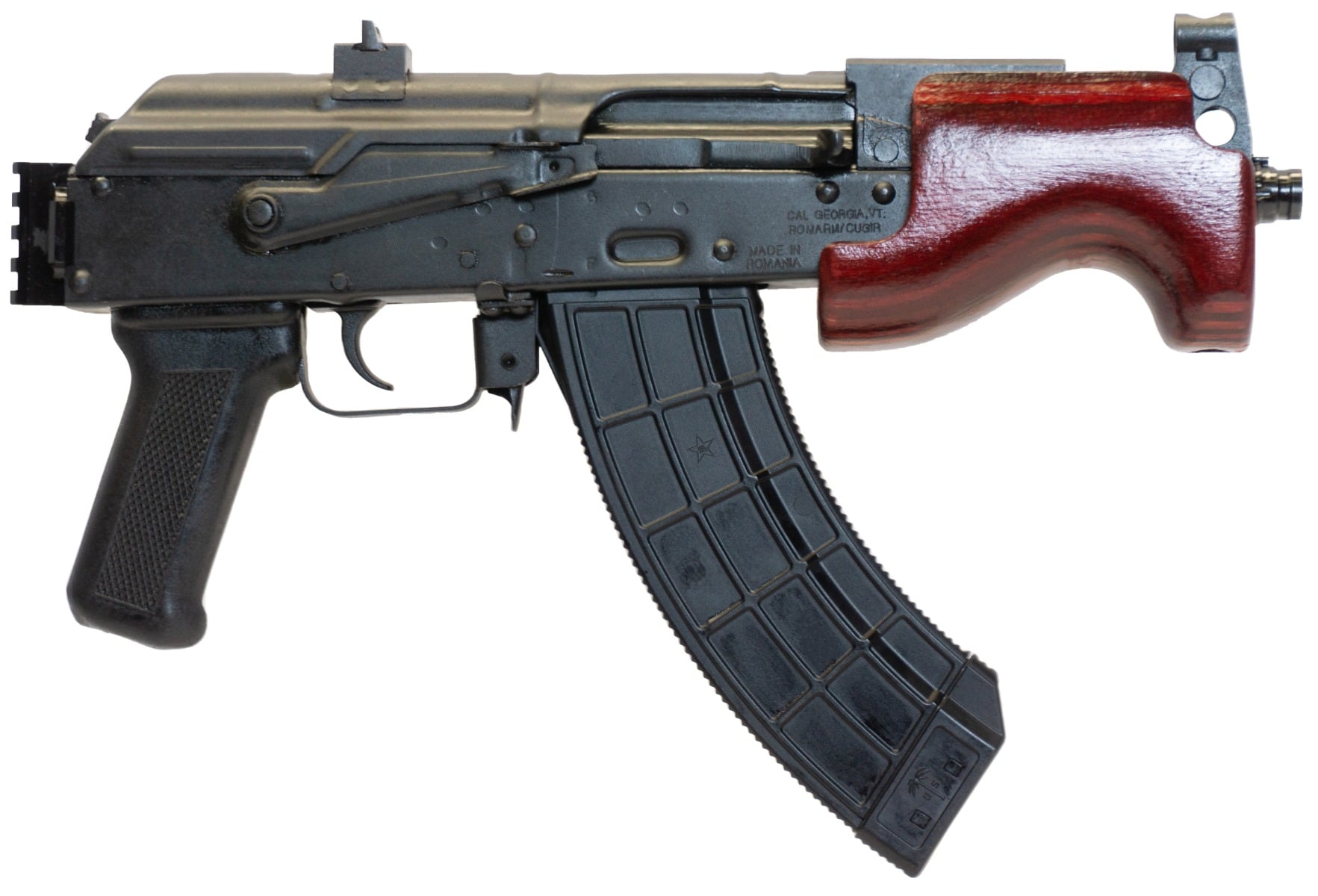 Century Arms Micro Draco 6.25" 7.62X39 30rd Pistol, Black with Russian Red Furniture with Rail - HG2797PR-N
