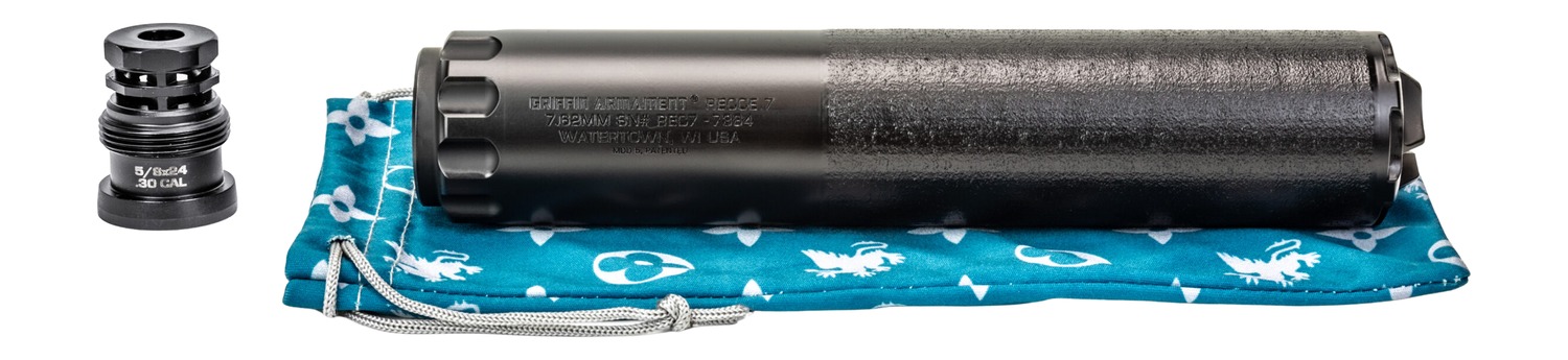Griffin Armament RECCE 7 7.62mm Suppressor, Black Stainless Steel