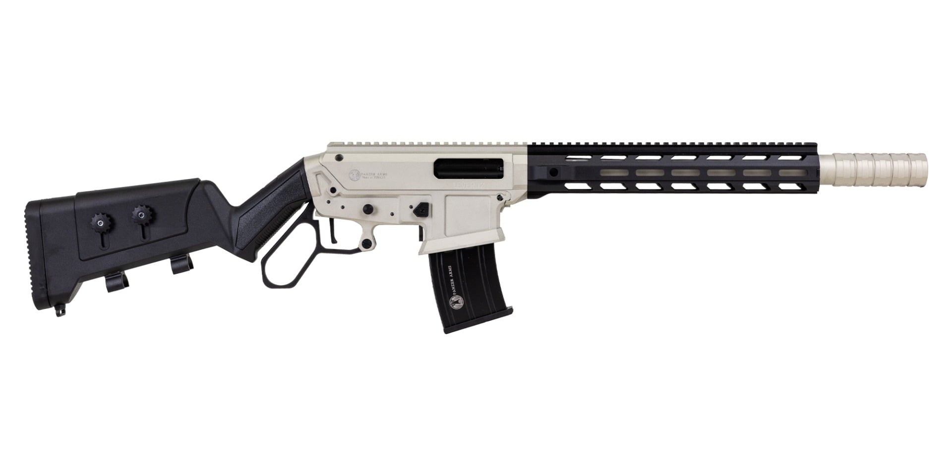 Panzer Arms LEVER 12 18.5" 12 Gauge 5rd Mag, Shotgun Nickel w/ Synthetic Stock - PALVNSS