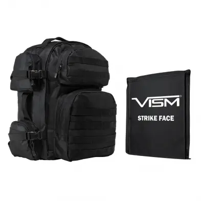 NCSTAR TACTICAL BACKPACK BLACK 6 POCKETS W/ 10'"X2" SOFT BALLISTIC PANEL