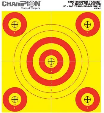 Champion Shotkeeper Targets Yellow Red 5 Bull Small 12/Pack