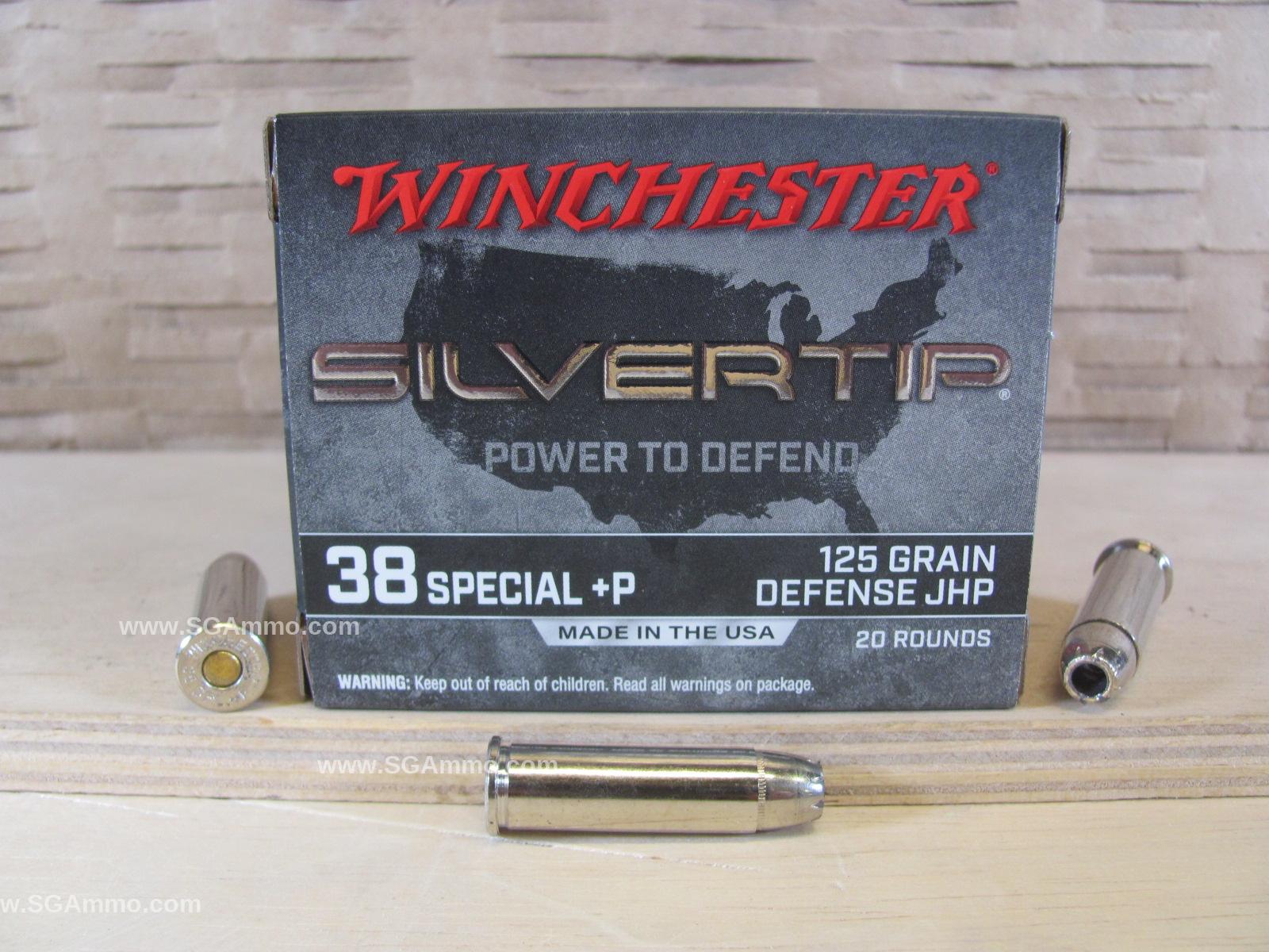 200 Round Case – 38 Special +P 125 Grain Defense JHP Winchester Silvertip Ammo – W38PST