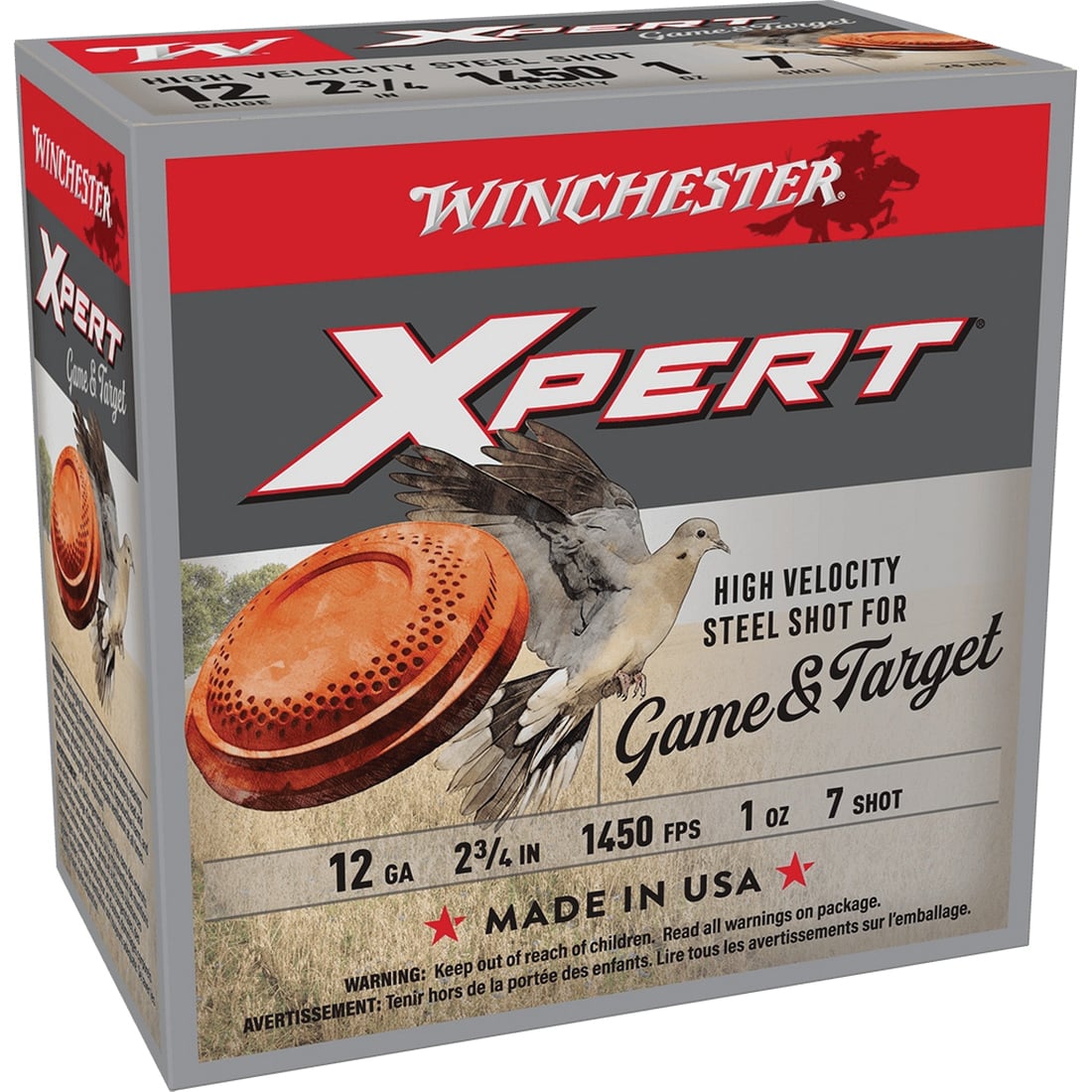 Winchester Expert Game and Target 12 Gauge 2-3/4" #7 1 oz 25rds Shotshell - Effective Load for Game and Practice - WE12GTHV7
