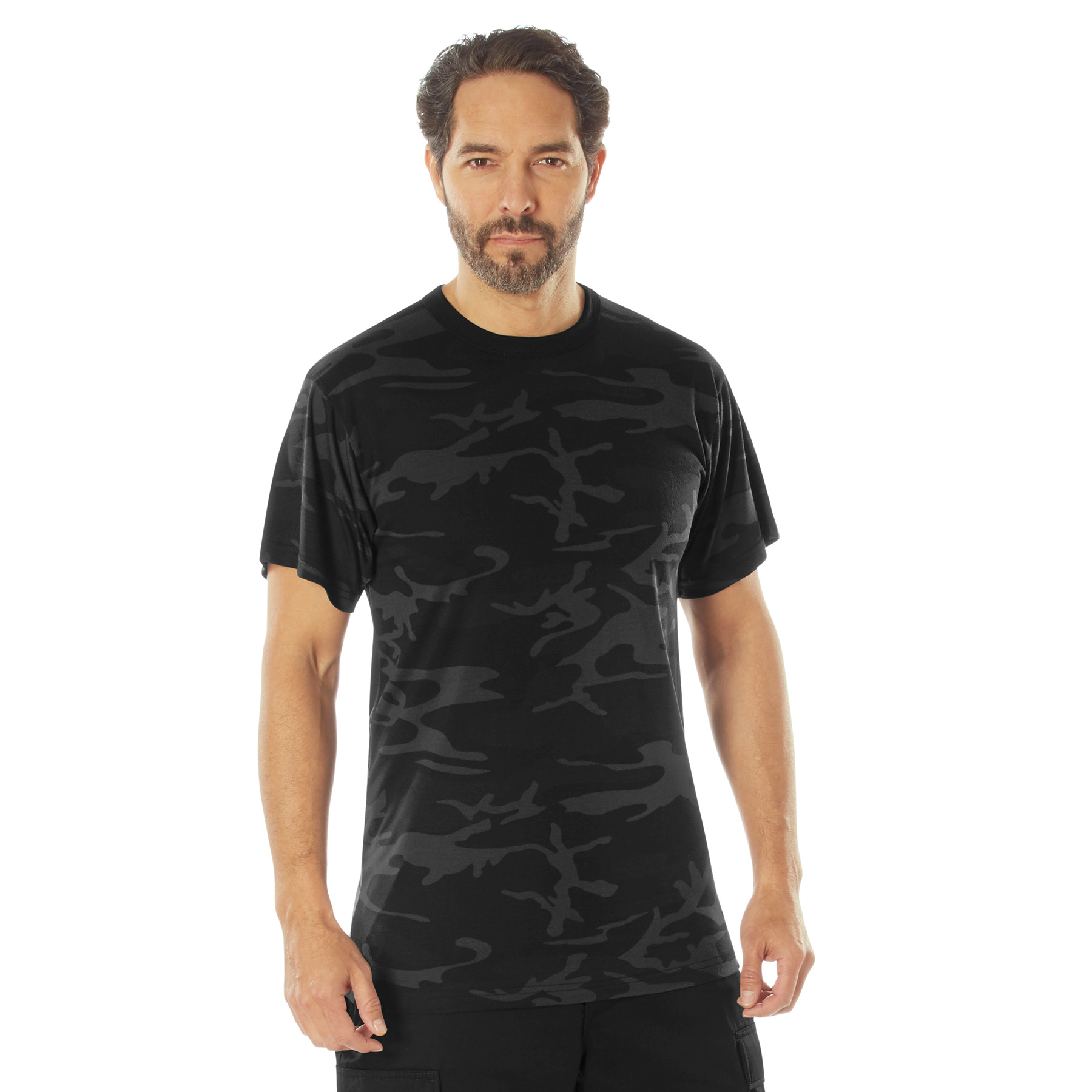 Rothco Midnight Camo Moisture Wicking T-Shirt - Midnight Black Camo, X-Large