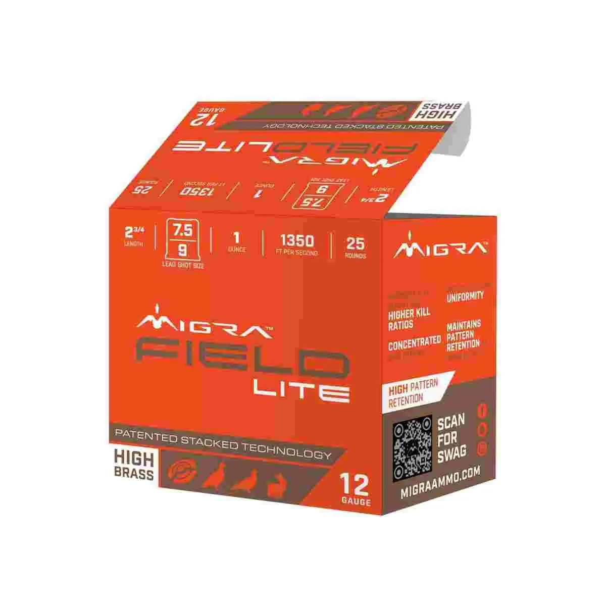 Migra Field Lite Stacked Shotshells 20ga 2-3/4" 1oz 1350 fps #7.5 #9 25/ct