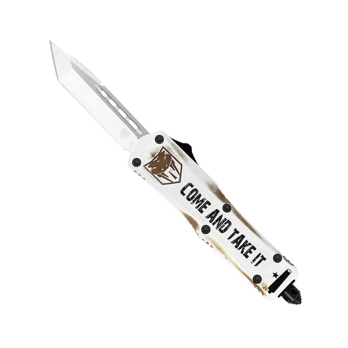 Carry Freedom CobraTec Knives FS-3 Come and Take It Small OTF Tanto Knife, White - SCATIFS-3TNS
