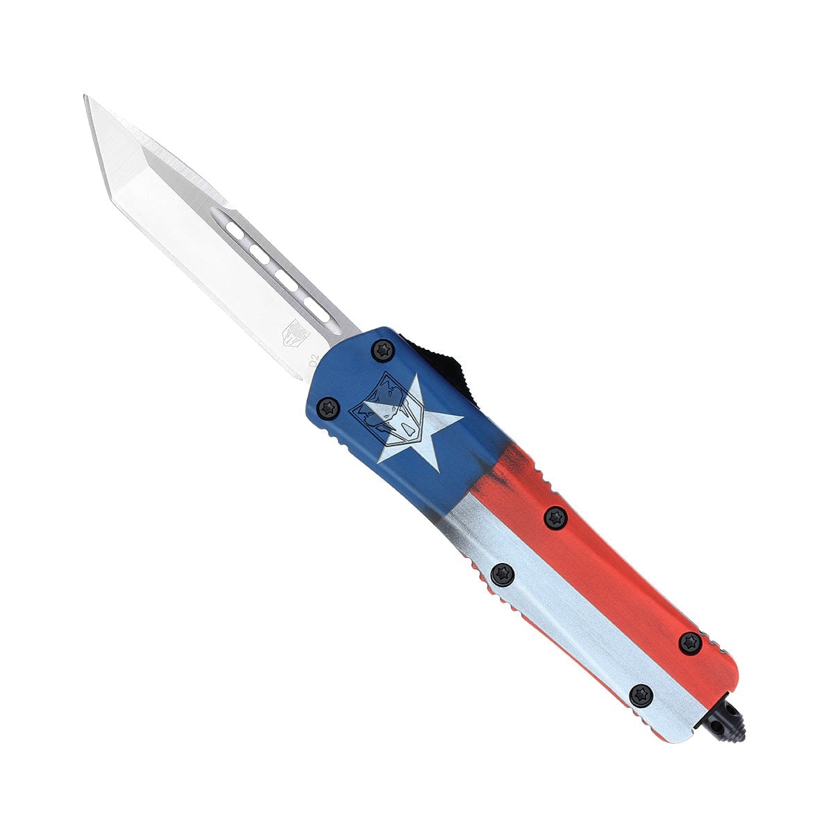 CobraTec Knives FS-3 Texas Flag Medium OTF Knife Tanto - MCTXFS-3TNS