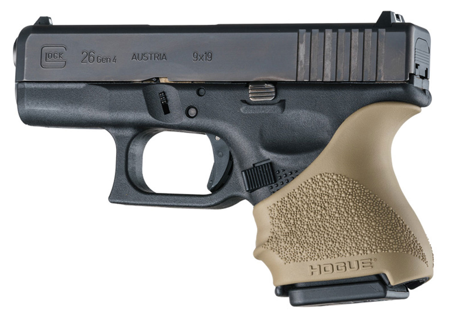 Hogue HandAll Beavertail Grip Sleeve for Glock 26/27/30/31/32/33/36, Walther PPQ SC Pistols, Flat Dark Earth - 18603