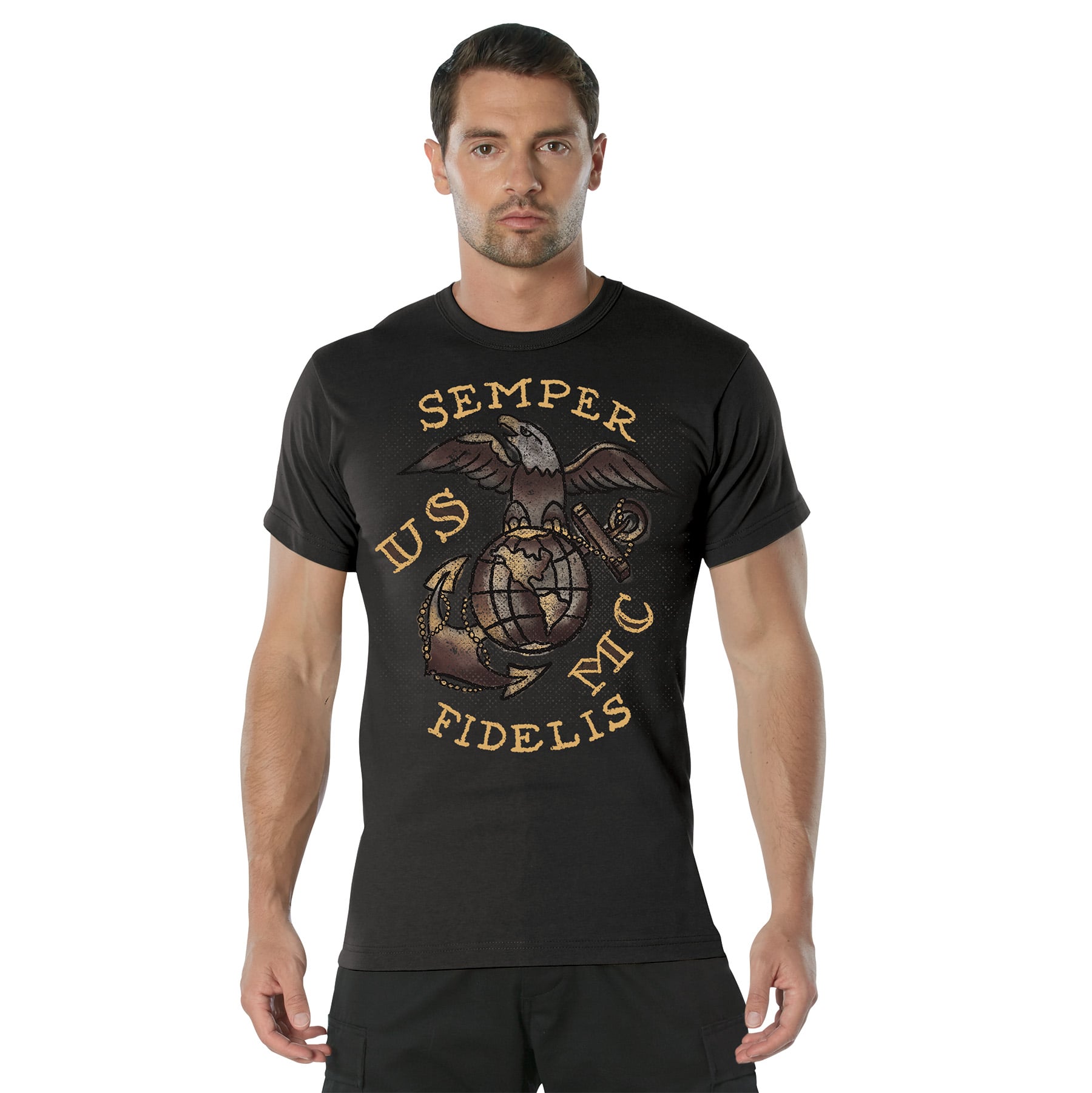 Rothco Usmc Semper Fidelis T-Shirt - Black, X-Large