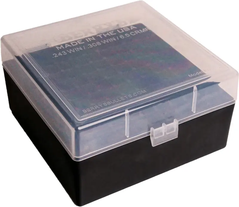 Berry's 25338 Ammo Box Clear/Black Polypropylene 100rd