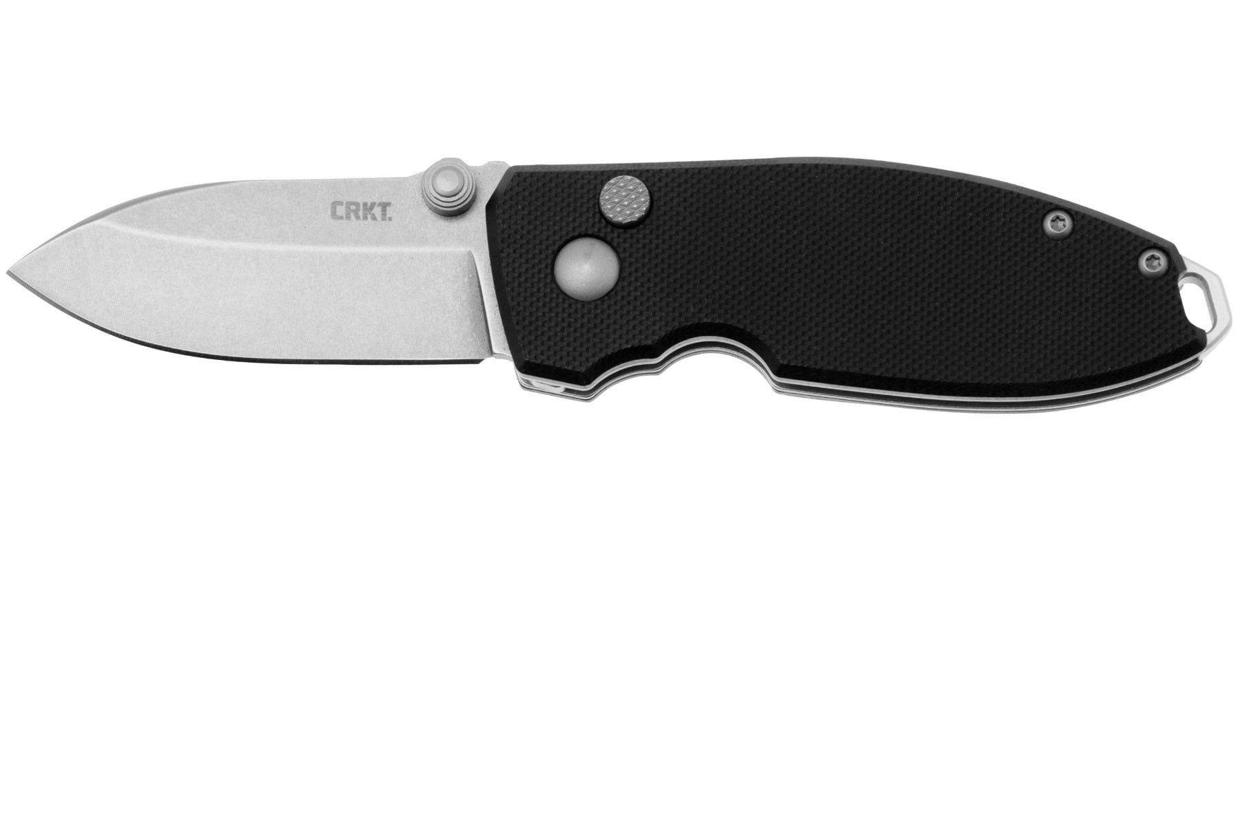 CRKT Squid Button Lock Folding Knife Drop Point, Black