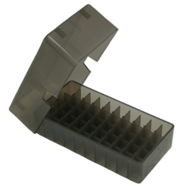 MTM 50rd Slip Top Pistol Box .38/357 - Smoke - E50-38-41