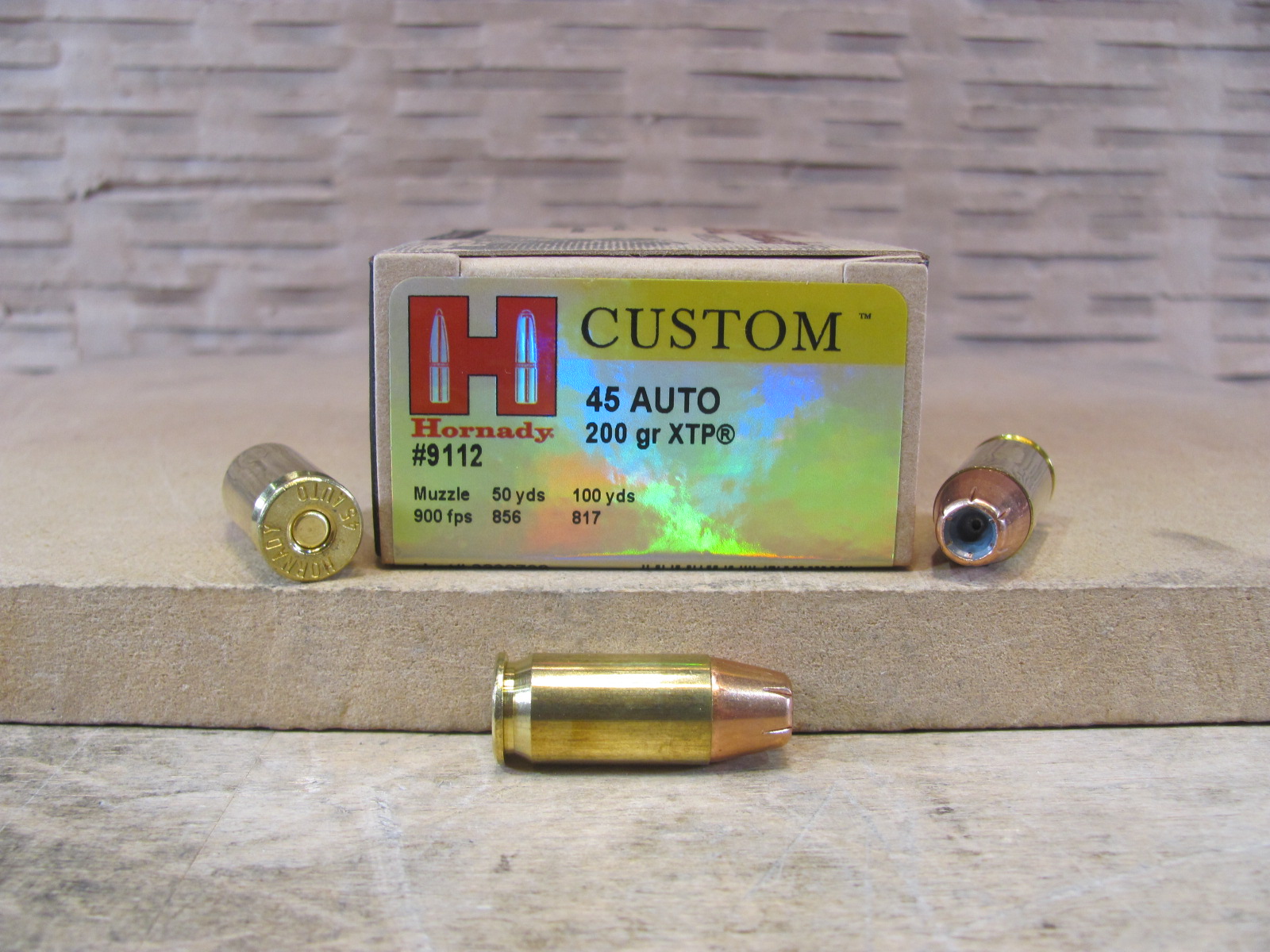 20 Round Box – 45 Auto 200 Grain XTP Hollow Point Hornady Custom Ammo – 9112