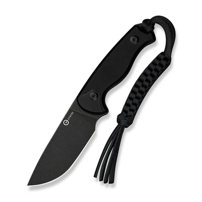CIVIVI Timberbark Fixed Blade Drop Point Knife, Black - C23094-1