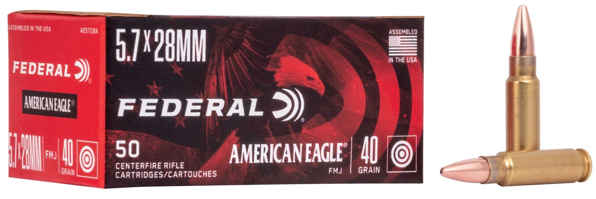 American Eagle 5.7x28 Ammo 40 Grain FMJ 50rds - AE5728A