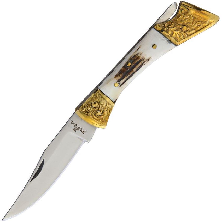 Rough Rider Stag Folding Clip Point Knife, Stag Bone - RR1396