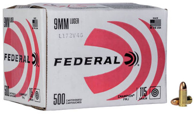 Federal 9mm 115gr FMJ Training 500 Rounds Bulk