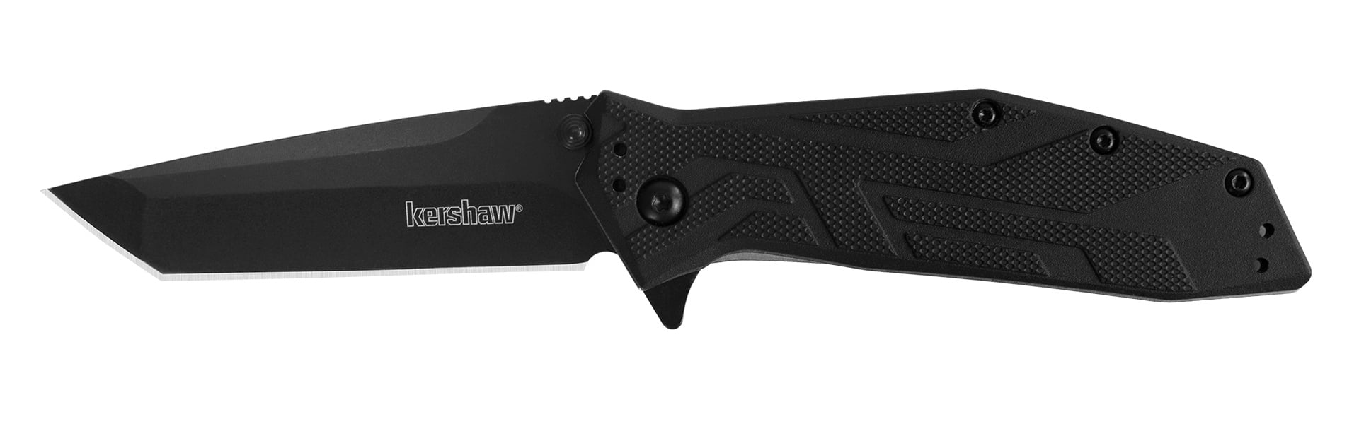 Kershaw Brawler Tanto Assisted Folding Pocket Knife, 3", Black - 1990