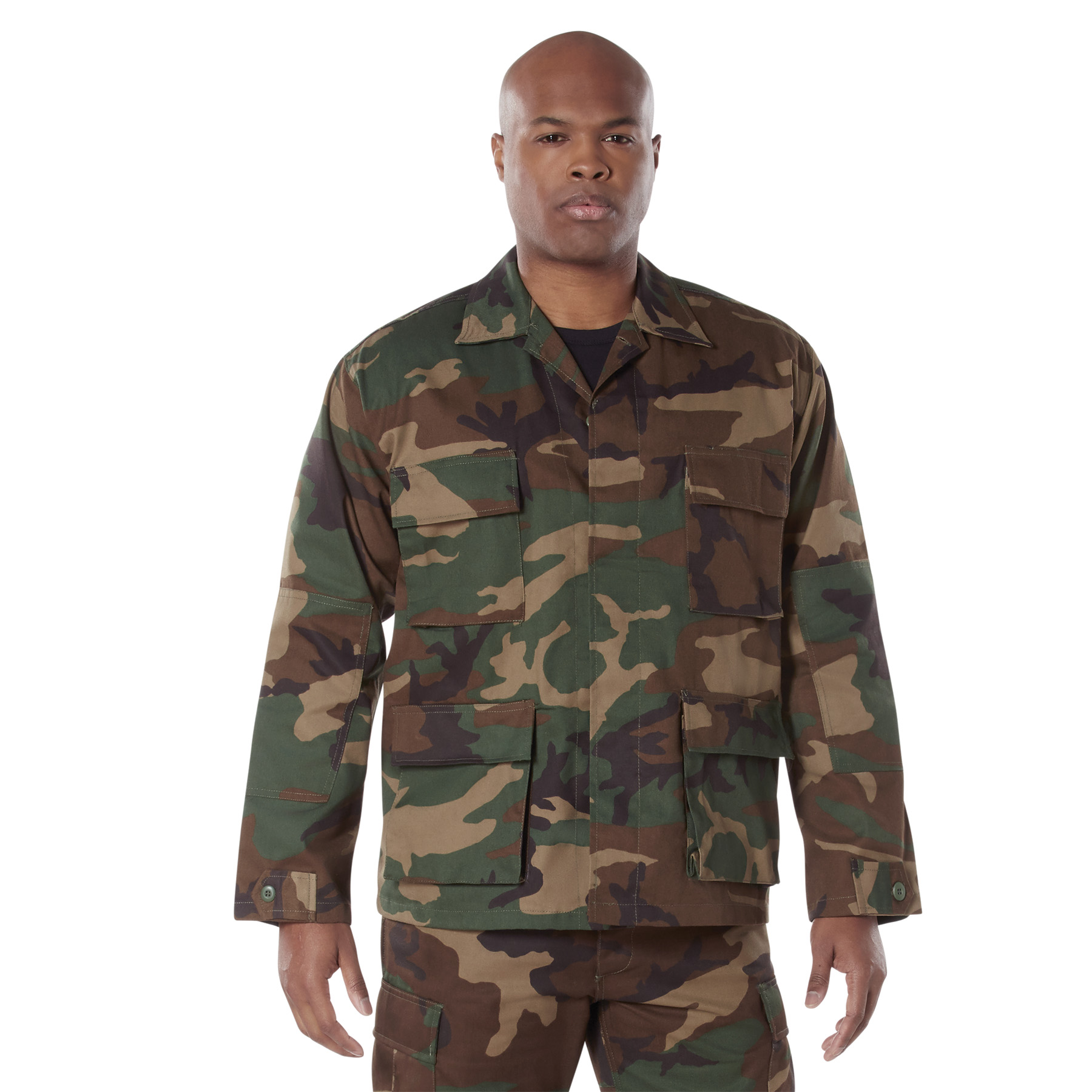 Rothco Twill Bdu Shirt - Woodland Camo, Medium