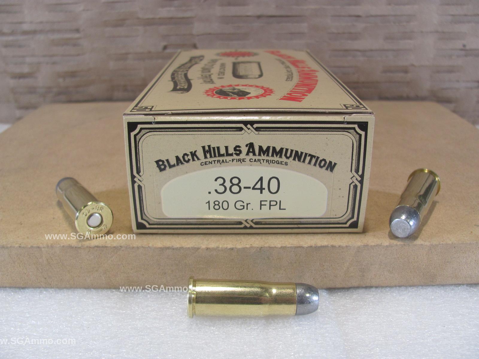 50 Round Box – 38-40 Cowboy Action 180 Grain FPL Black Hills Ammo – DCB3840N1