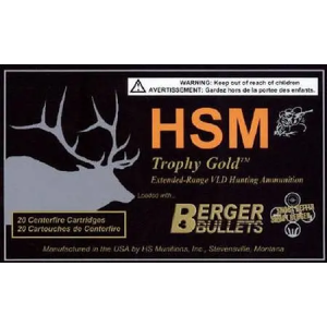 HSM BER338WM300VLD Trophy Gold  338 Win Mag 300 gr Hybrid Open Tip Match Tactical 20 Bx/ 20 Cs