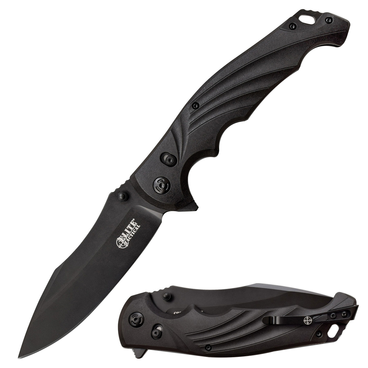 Elite Tactical Conqueror Folding Knife Drop Point, Black