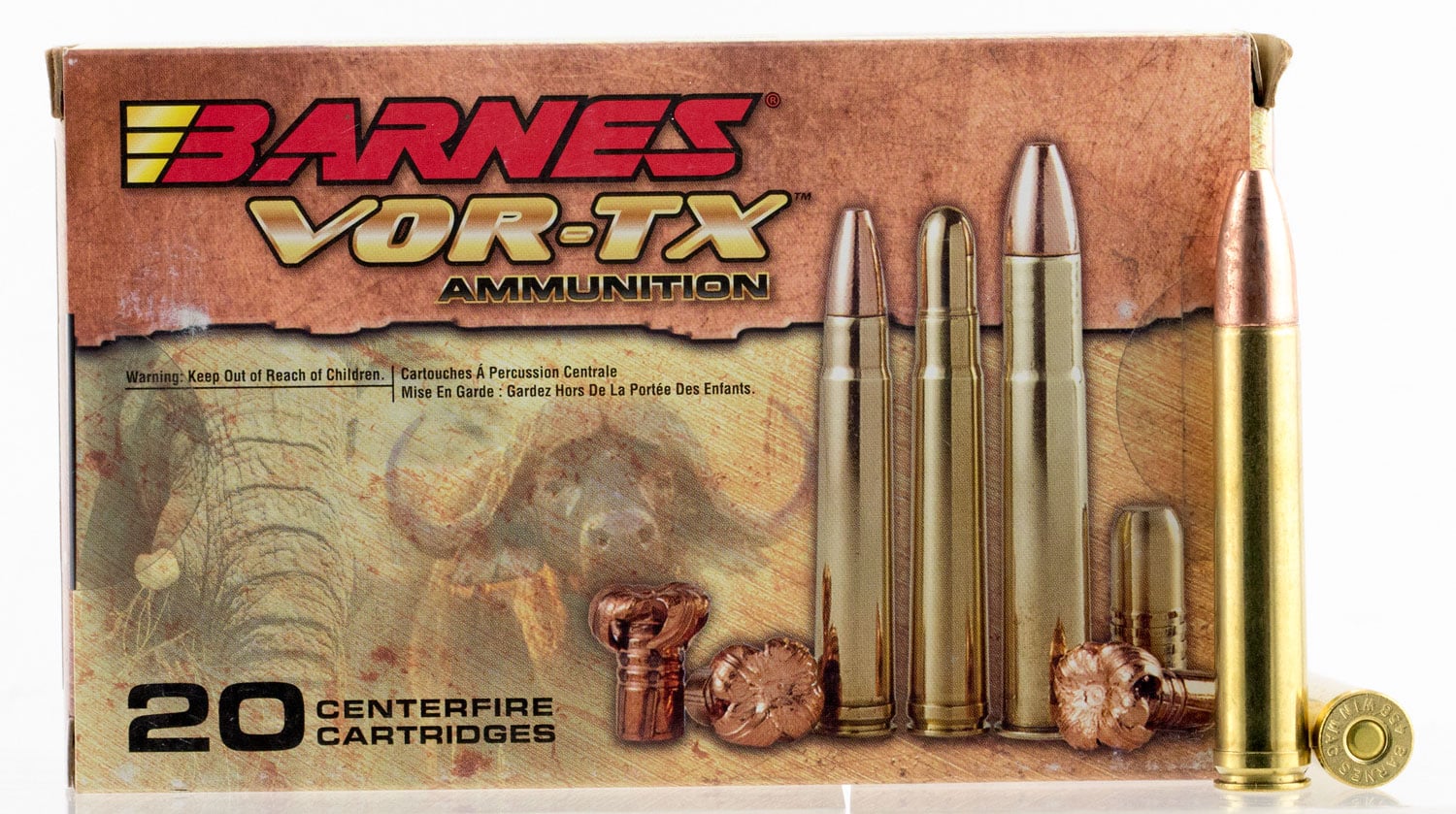 Barnes Bullets VOR-TX Safari 450 gr TSX Flat Base .458 Win Mag Ammo, 20/box - 22022