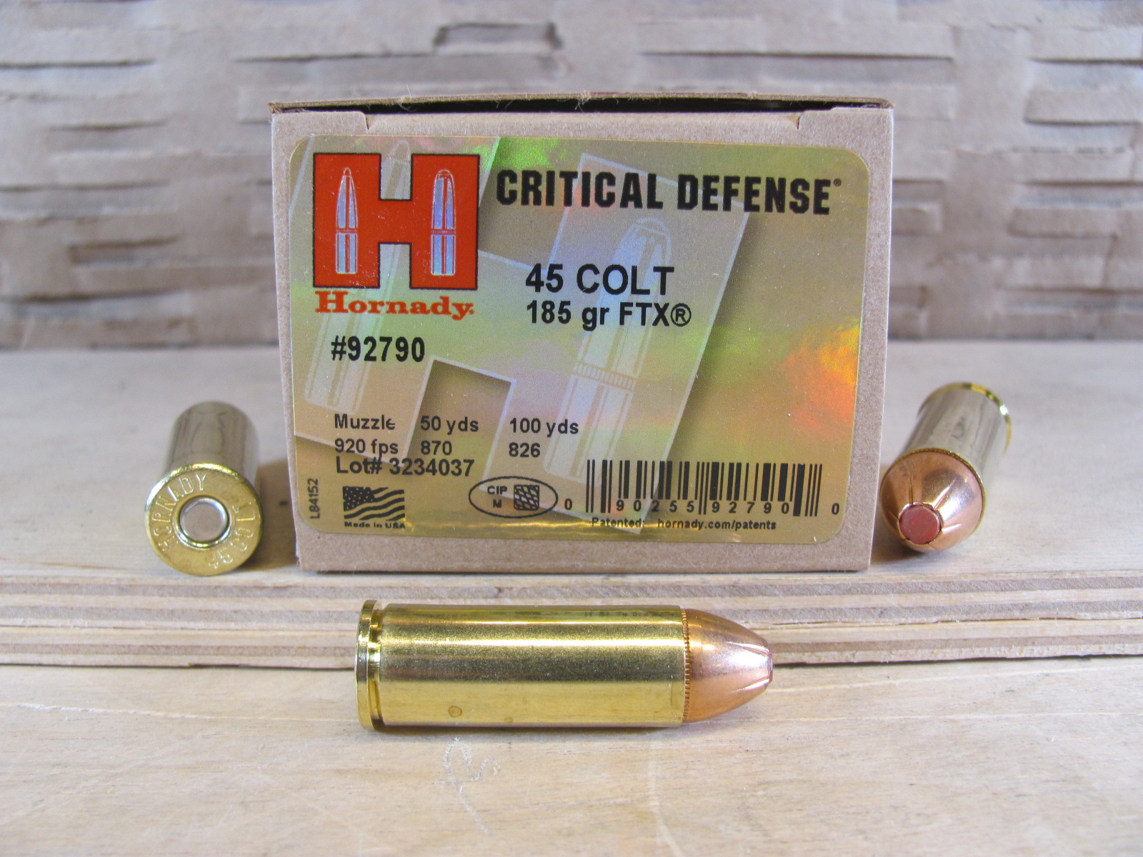 20 Round Box – 45 Long Colt Hornady Critical Defense 185 Grain Hollow Point Ammo – 92790