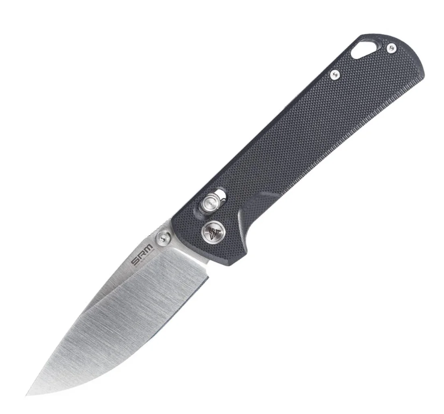 SRM Knives 168L-GB black handle with folding satin blade - SRM-168L-GB