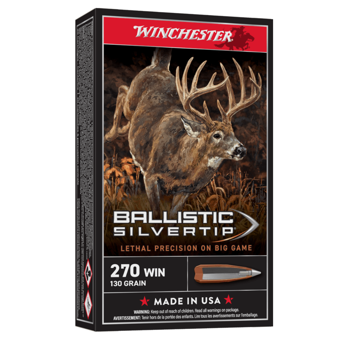 Winchester 270 130gr Ballistic Silvertip Rifle Ammunition 20rds - SBST270