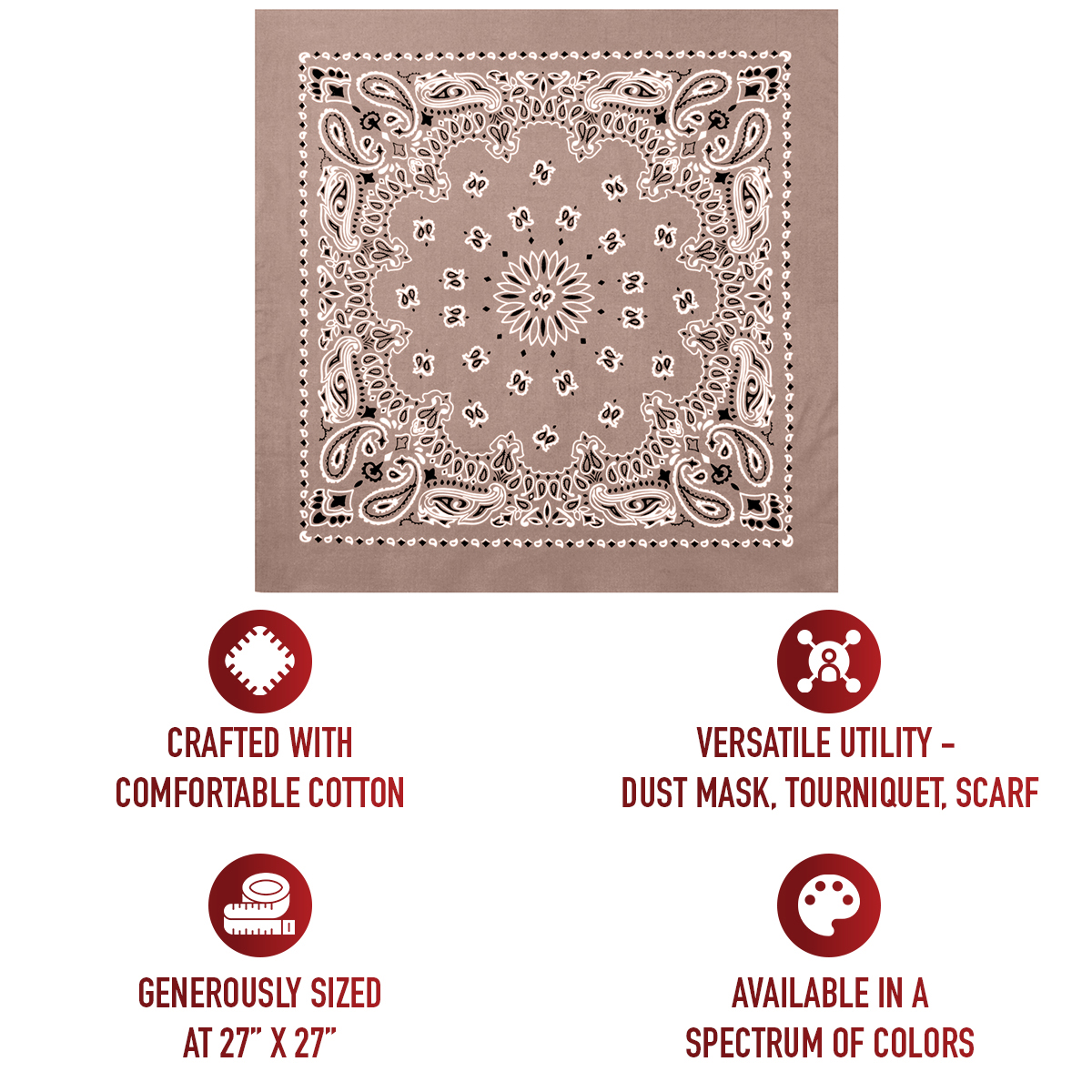 Rothco Trainmen Paisley Bandana Extra-Large - 27 X 27, Khaki