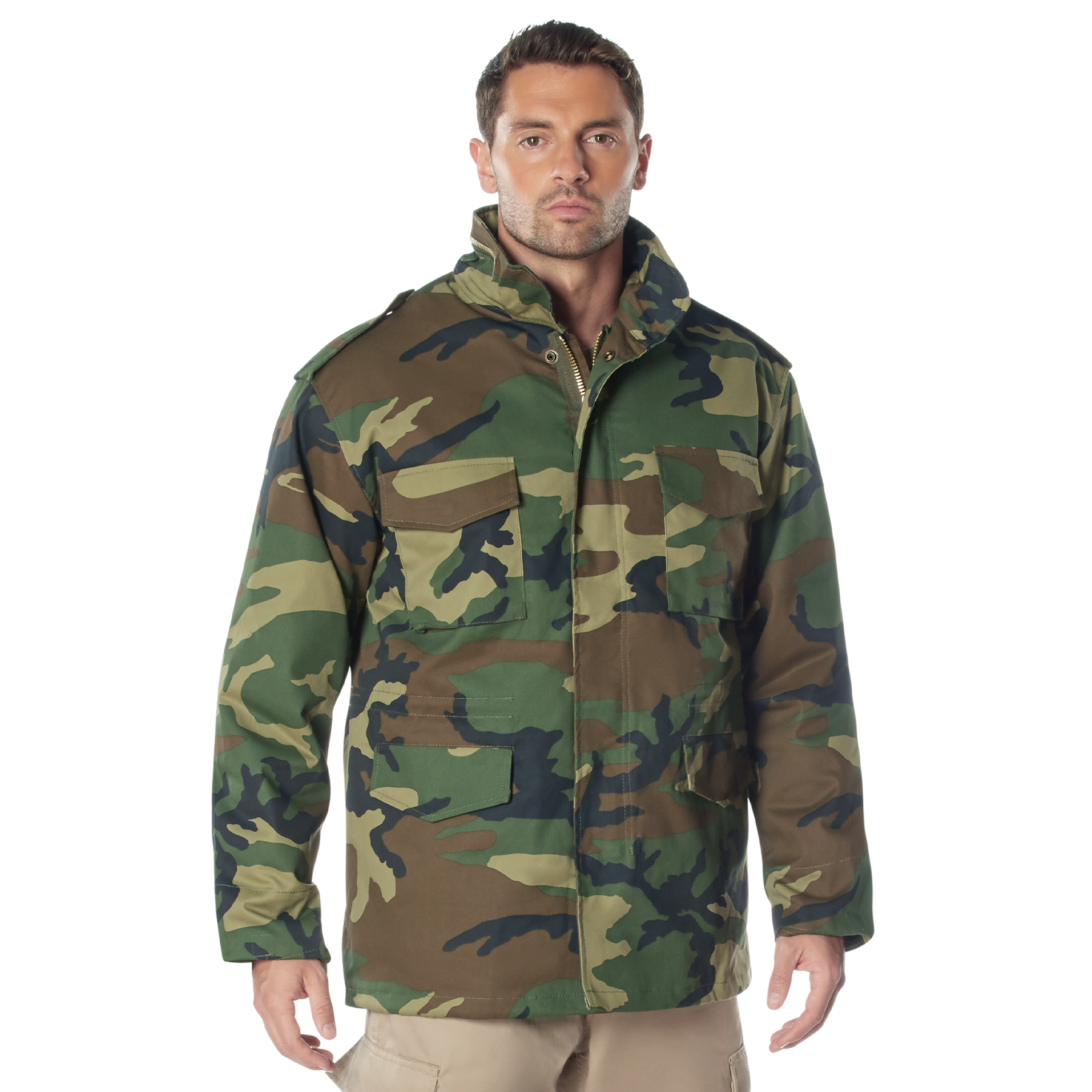 Rothco M-65 Field Jacket - Woodland Camo, Large