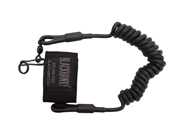 BLACKHAWK! Tactical Pistol Lanyard - Coiled, Single Swivel 90PTL2BK
