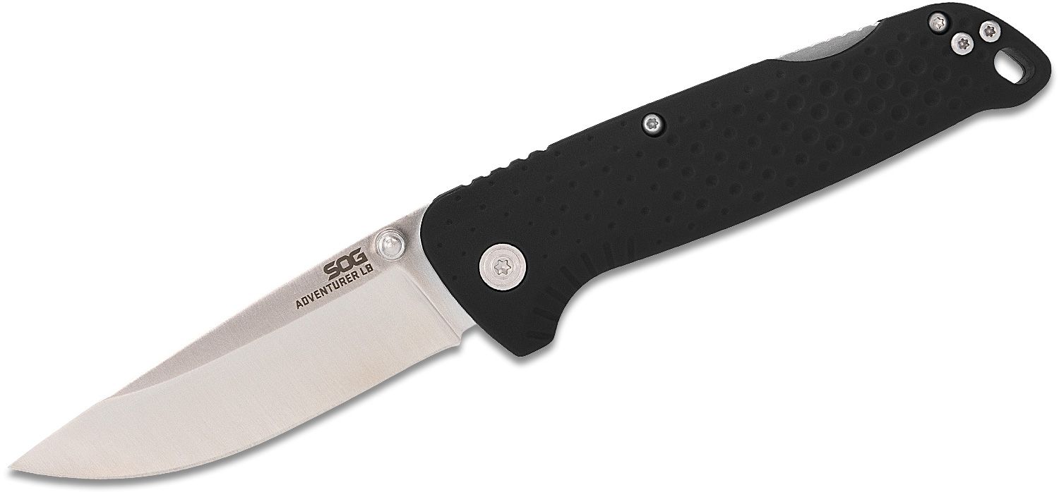 SOG Knives Adventurer Folding Drop Point Knife, Black - SOG-13-11-08-43