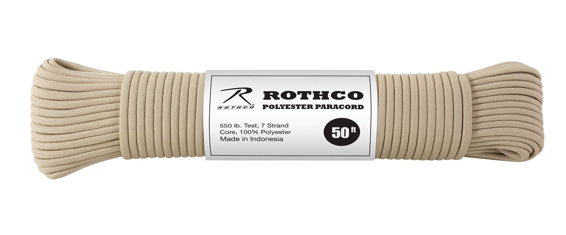 Rothco 550Lb Type III Polyester Paracord - Tan, 50