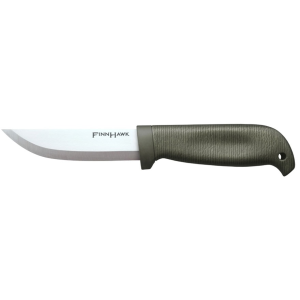 Cold Steel Finn Hawk Fixed Blade Knife 4" Drop Point 4116 Krupp Satin Blade TPR Overmold Handle Olive Drab