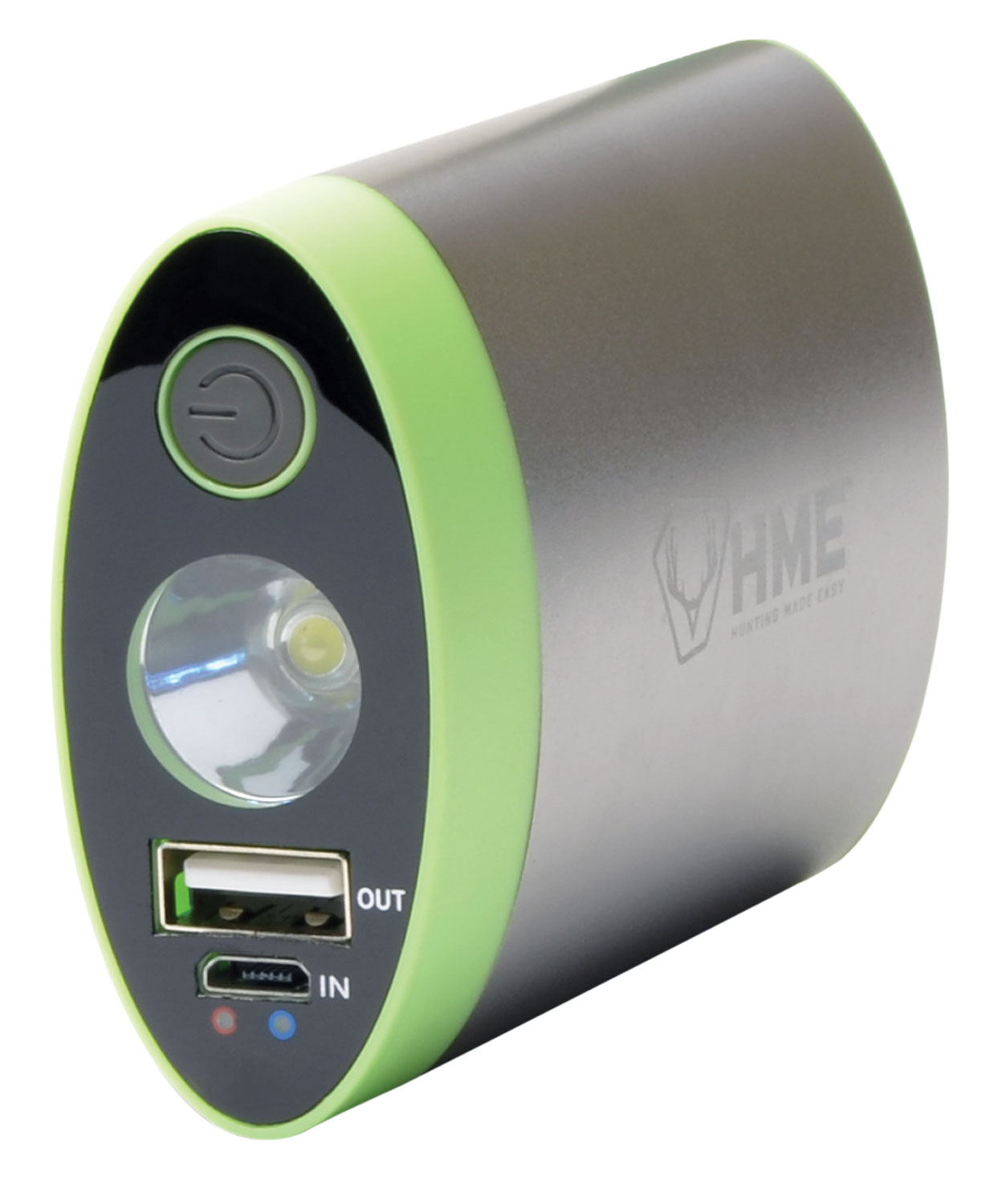 HME Silver/Green Aluminum/ABS Plastic Hand Warmer w/ Flashlight - HW
