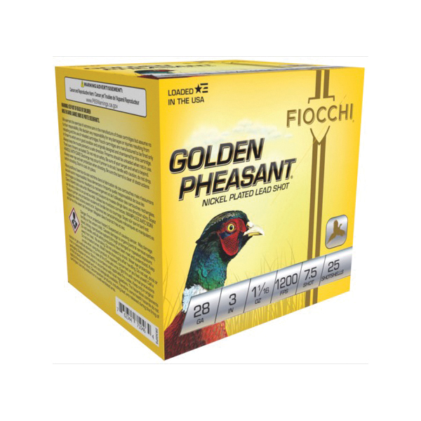Fiocchi Golden Pheasant 28 Gauge 3" #7.5 - 1.06 oz - 25rds - 283GP75