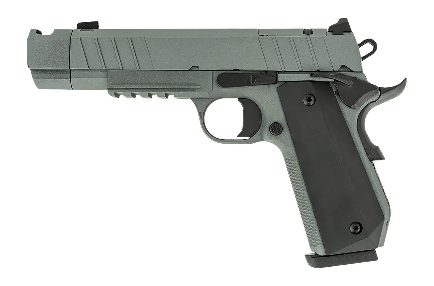 Tisas Arms 10100135 1911 Night Stalker Carry 45 ACP 8+1 4.25" Black Bull Barrel, Gray Cerakote Carbon Steel Serrated Slide, Gray Cerakote Carbon Steel Frame w/Beavertail Picatinny Rail, Black Rubber