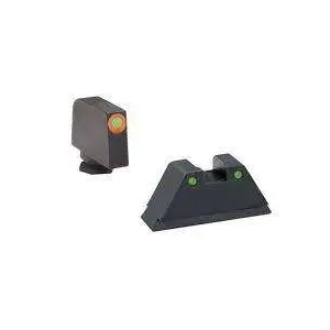 AMERIGLO NIGHT SIGHT SET GLOCK ALL EXCEPT 42/43 XL HEIGHT GREEN ORANGE OUTLINE FRONT GREEN BLACK REA