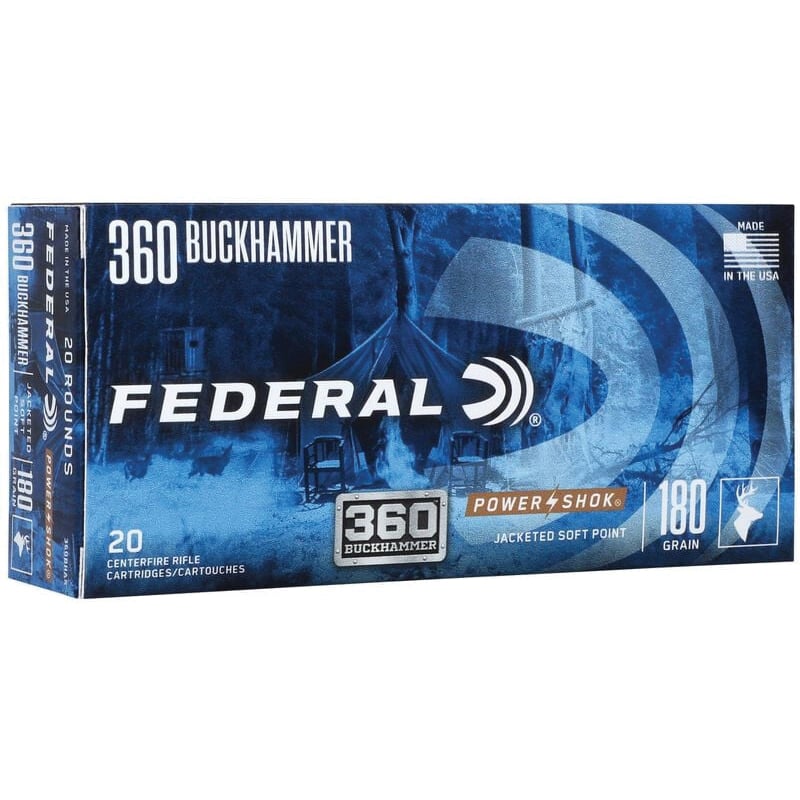 Federal Power-Shok 360 BHMR 180 gr JSP 20rds Rifle Ammo for Reliable Big Game Hunting - 360BHAS